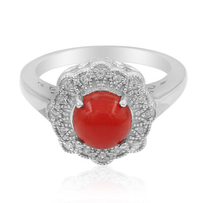 Anillo en plata con Ópalo rojo de Etiopía