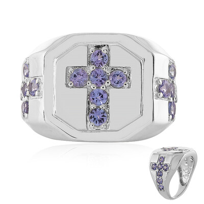 Anillo de hombre en plata con Tanzanita