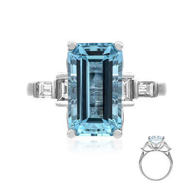 Anillo en oro con Aguamarina de Brasill AAA (AMAYANI)