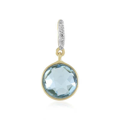 Colgante en oro con Topacio azul cielo
