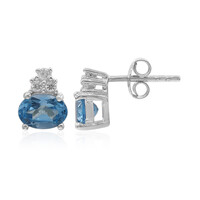 Pendientes en plata con Topacio azul suizo