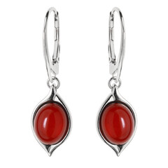 Pendientes en plata con Ámbar colombiano rojo