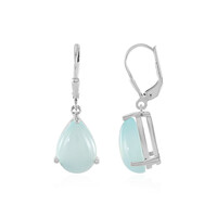 Pendientes en plata con Calcedonia agua
