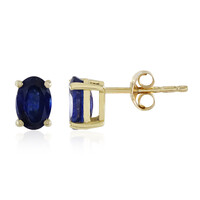 Pendientes en oro con Zafiro azul de Madagascar
