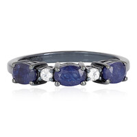 Anillo en plata con Zafiro azul de Madagascar