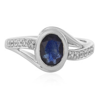 Anillo en plata con Zafiro azul de Madagascar