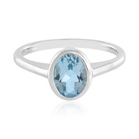 Anillo en plata con Topacio azul cielo