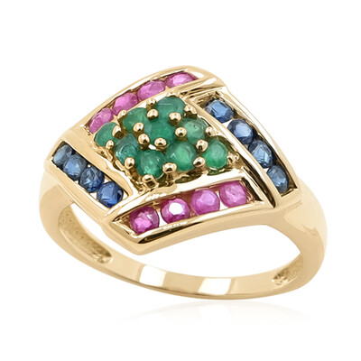 Anillo en oro con Esmeralda de Brasil