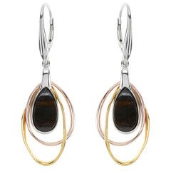 Pendientes en plata con Madera de palma petrificada