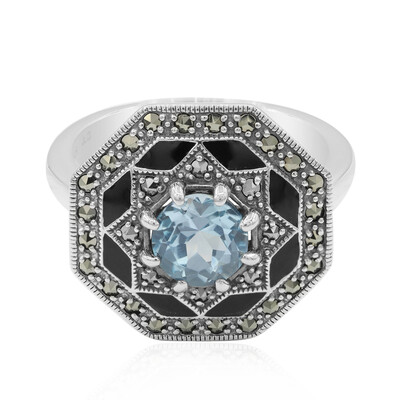 Anillo en plata con Topacio azul cielo