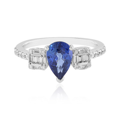 Anillo en oro con Zafiro azul Ceylon