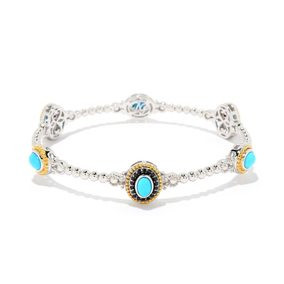 Brazalete en plata con Turquesa bella durmiente (Dallas Prince Designs)