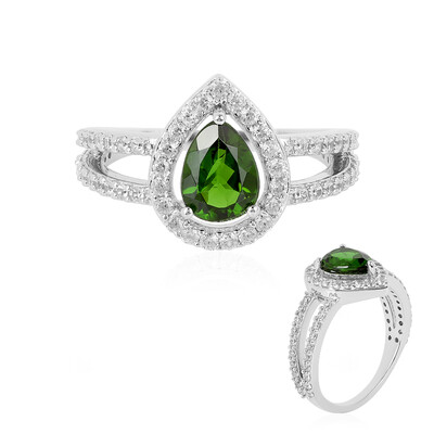 Anillo en plata con Diópsido de Rusia