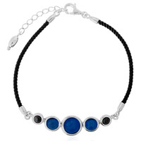 Brazalete en plata con Ámbar colombiano azul