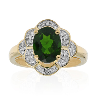 Anillo en oro con Diópsido de Rusia
