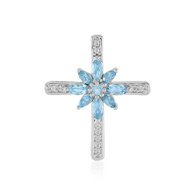 Colgante en plata con Topacio azul suizo