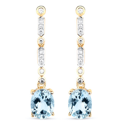 Pendientes en oro con AAA Aguamarina