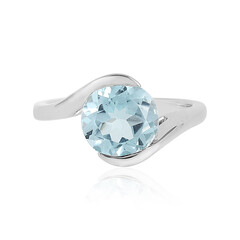 Anillo en plata con Topacio azul cielo