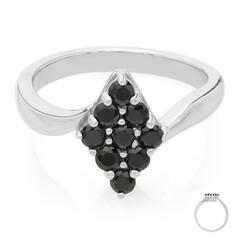 Anillo en plata con Espinela negra