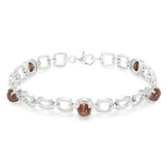 Brazalete en plata con Escapolita ojo de gato