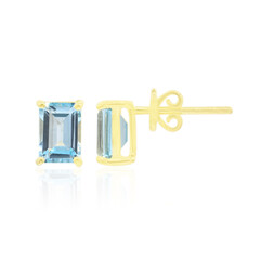 Pendientes en oro con Topacio azul cielo