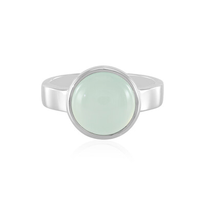 Anillo en plata con Calcedonia agua