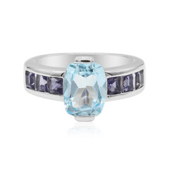 Anillo en plata con Topacio azul cielo