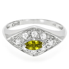Anillo en plata con Turmalina cuprífera