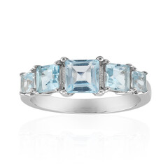 Anillo en plata con Topacio azul cielo