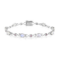 Brazalete en plata con Piedra de Luna arcoíris