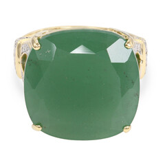 Anillo en oro con Calcedonia verde (AMAYANI)