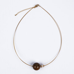Collar en acero inoxidable con Madera de palma petrificada