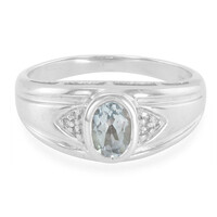 Anillo de hombre en plata con Topacio azul cielo