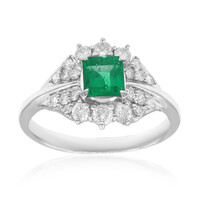 Anillo en platino con Esmeralda de Zambia AAA (CIRARI)