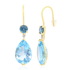 Pendientes en oro con Topacio azul cielo